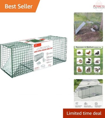 32 Inch Metal Live Animal Trap Humane Catch & Release for Raccoons Skunks