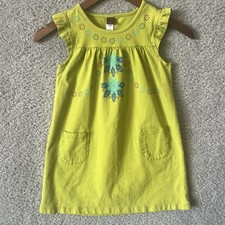 Girls Tea Collection Dress Size 6 Lime Green Front Pockets 100 Cotton