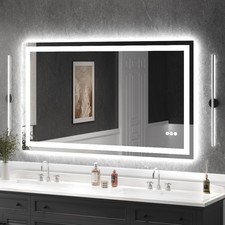60x36"LED Bathroom Mirror, Tempered Glass Backlit Anti-Fog Lighted Vanity Mirror