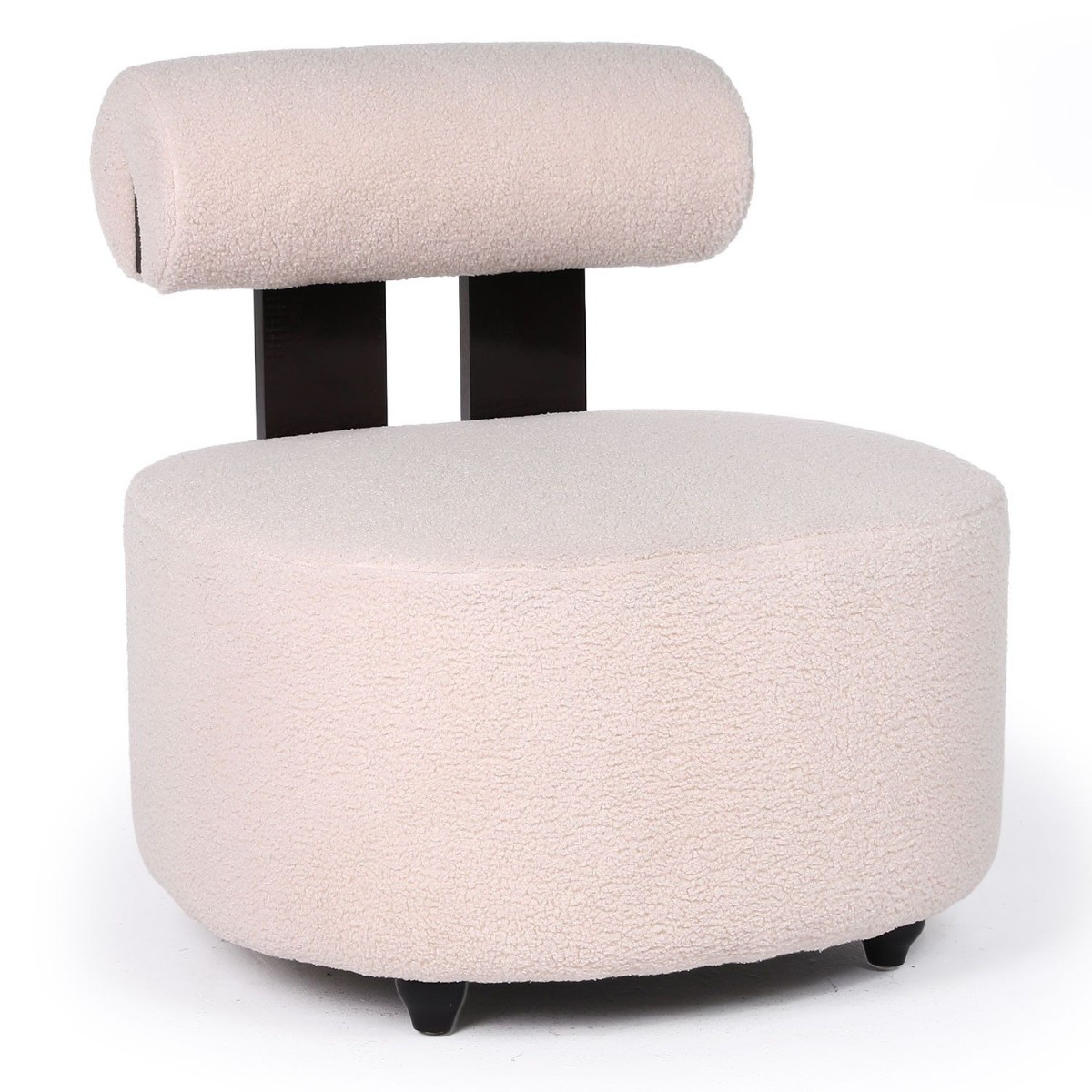 Fauteuil tissu bouclette Jasper 73cm beige aux finitions haut de gamme