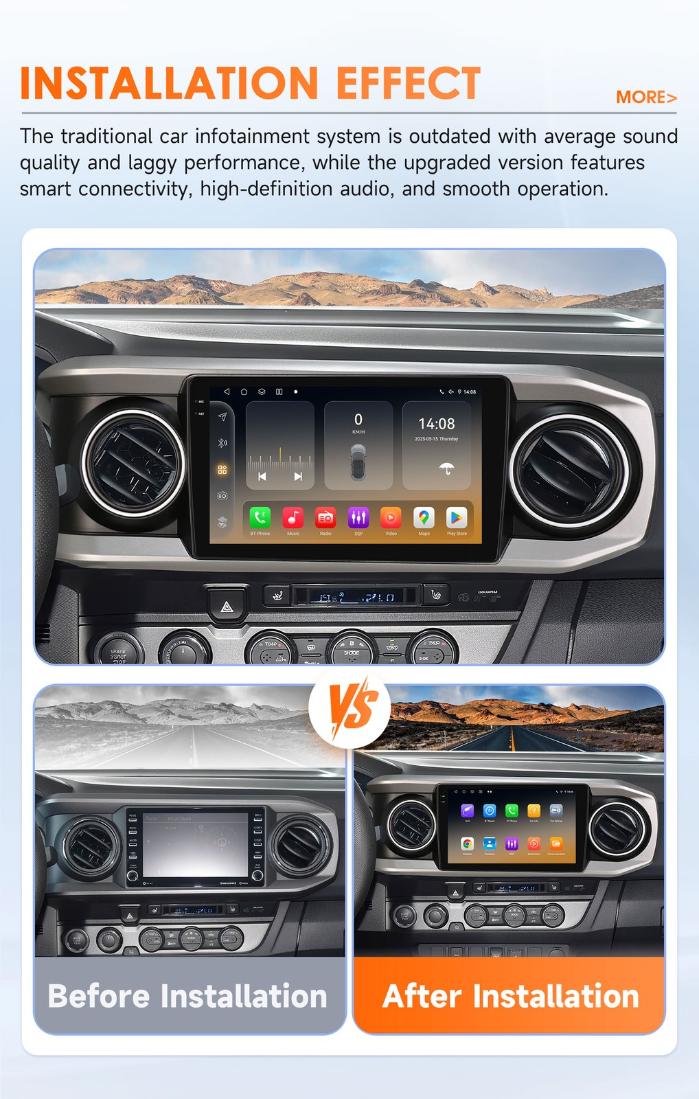 6+64G Carplay For Toyota Tacoma 2016-2022 Car Stereo Radio Android14 GPS WIFI BT