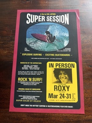 Hal Jensen Super Session Larry Bertleman Original 1970 s Surf Skate Poster Flyer