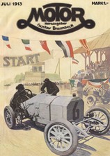 Titelblatt Motor Juli 1913 Autorennen Start Fahnen Plakat Braunbeck Motor A1 513