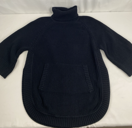 Women's Ugg Cotton Turtle Neck Black Sweater Size M, 3/4 Sleeves Kangaroo Pocket