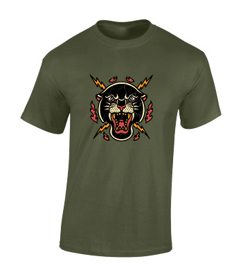PANTHER AND THUNDER HERREN T-SHIRT RETRO TATTOO VINTAGE MODE TOP NEU COOL