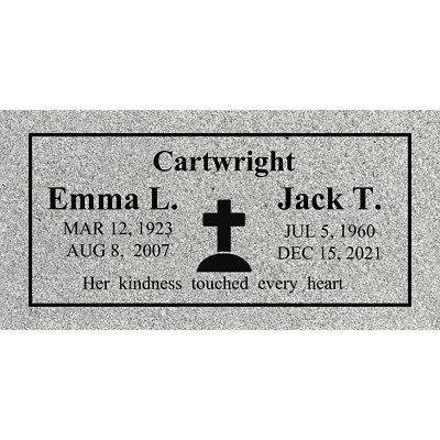 Headstone -cemetery flat marker 24x12x4'' includes engraving- Grey Granite