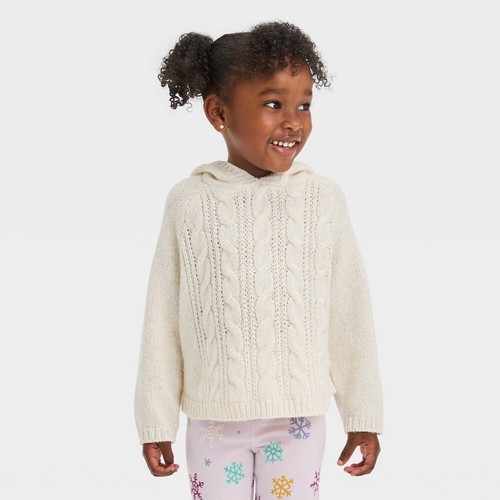 Cat & Jack Kleinkind Mädchen cremefarben Zopfmuster Pullover Kapuzenpullover 4T/5T