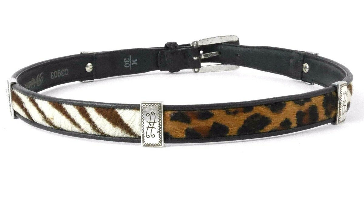 Vintage Brighton Leather and Pony Hair Animal Print Belt Sz M-30 Classic Pony Hair Leather Belt – Tibi Official main image 2