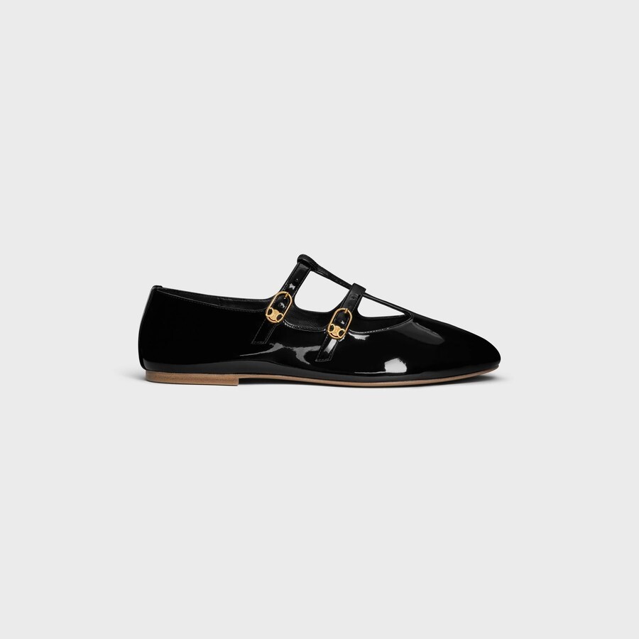 VIP【送料関税込】CELINE JUDY PATENT LEATHER BALLETS AUTHENTIC CELINE DOUBLE STRAP MARY JANE BALLET FLATS IN