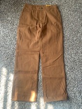 Youth Large 14 CARHARTT Loose Fit Canvas Bootcut Brown Work Pants Quilt Lined
