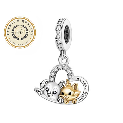 Best Friend Pet Charm For Bracelet, Cat And Dog Charm, Pet Heart Charm