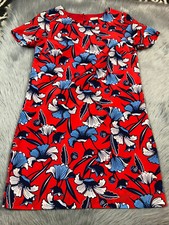 J Crew Factory Printed Gallery Shift Dress Red Blue Floral Size 2