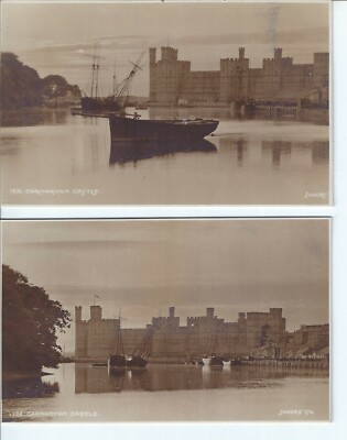Schloss Carnarvon, Ebbe - 2 x Vintage Richter Postkarten 