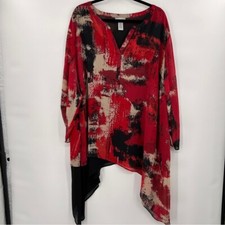 Catherines NWT Womens Asymmetrical Scarf Hem Top Size 4X Red Lightweight Artsy