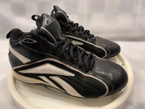 REEBOK MLB Authentic Baseball Cleats Boys Size 3.5 Black White - Picture 1 of 6