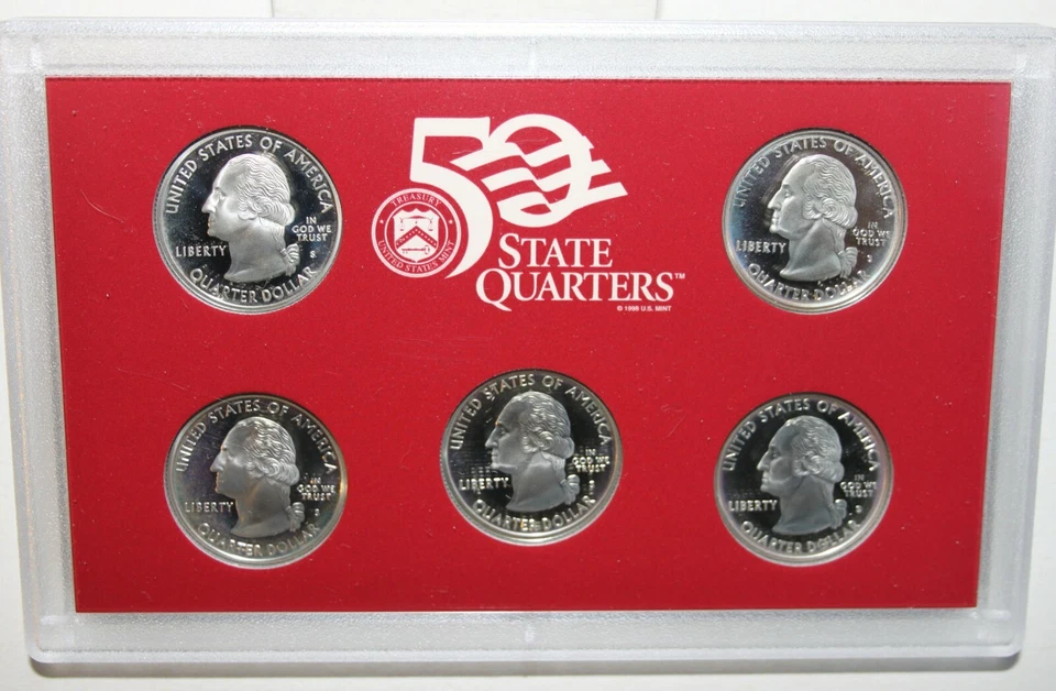1999 S Five Silver Coin State QUARTER Proof 25 Cents No Box 5 Statehood 25c - Image 3 of 3