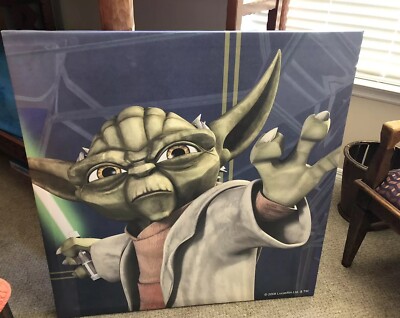 Rare Disney Star Wars Weekend Prop One Of A Kind Canvas Art Yoda 36  X 36 