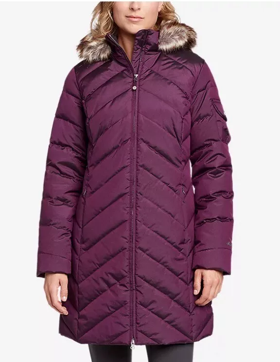 Eddie Bauer Women s Crystal Ridge Down Parka Allied Size Large Plum Color New
