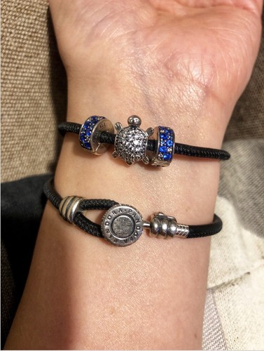 PANDORA Black Double Leather Bracelet 
