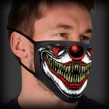 Scary Clown Teeth Face Mask Protect Mouth and Nose Reusable two Layer Unisex