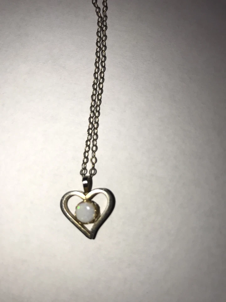 opal heart necklace / gold filled - Image 2 of 4