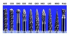 Form AX3 Zylinder Z7 Hartmetall HM Bit  Fräser 3mm Schaft, 3 Ø ETHMF-AX3