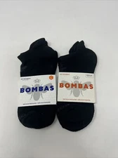 2 Pair New Bombas Adult Large/Medium Black Ankle Socks w/ Honeycomb Arch Support