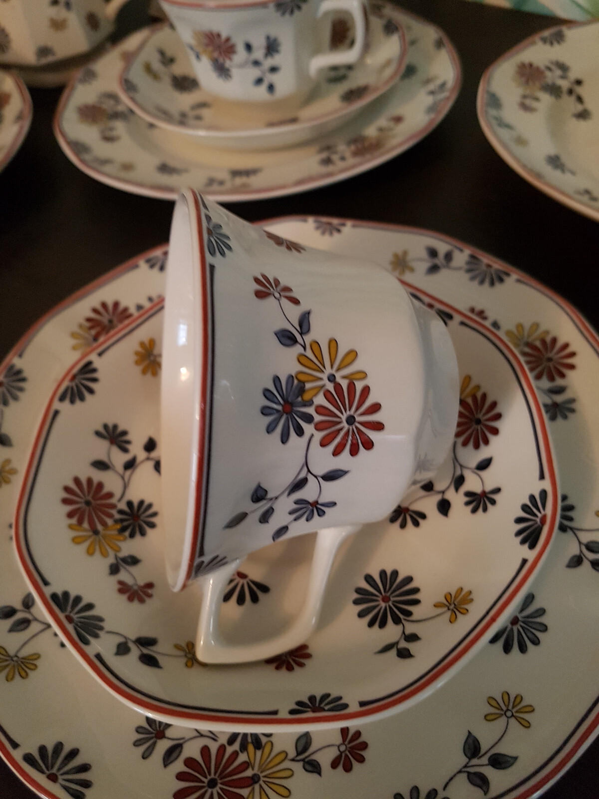 Kaffeeservice Teeservice Blumen mehrteilig Tassen Teller Vermont