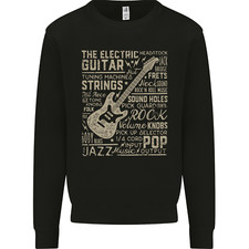 Guitar Word Art Guitarist Electric Acoustic Mens Sweatshirt Jumper