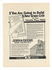 1919 John Deere Ad: Inside Cup Elevator - Working Blueprint Plans for Grain Crib