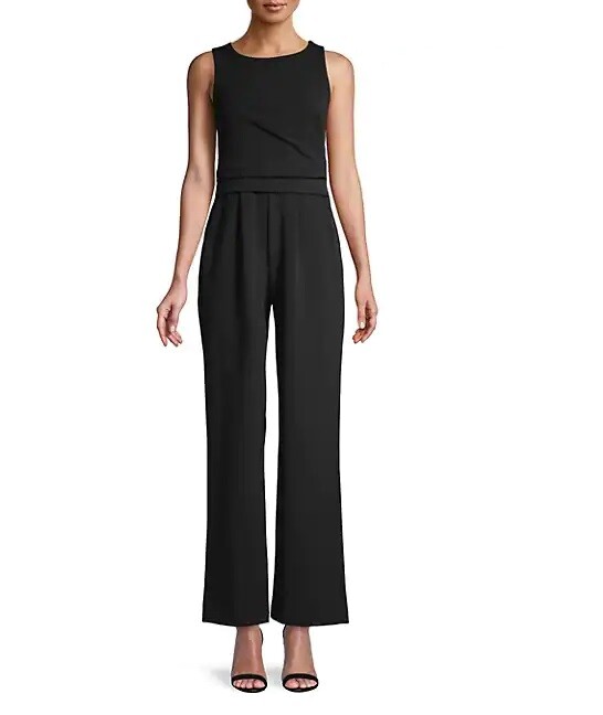 NWT Calvin Klein Sleeveless Wide Leg Jumpsuit-  Cream, Black  -12