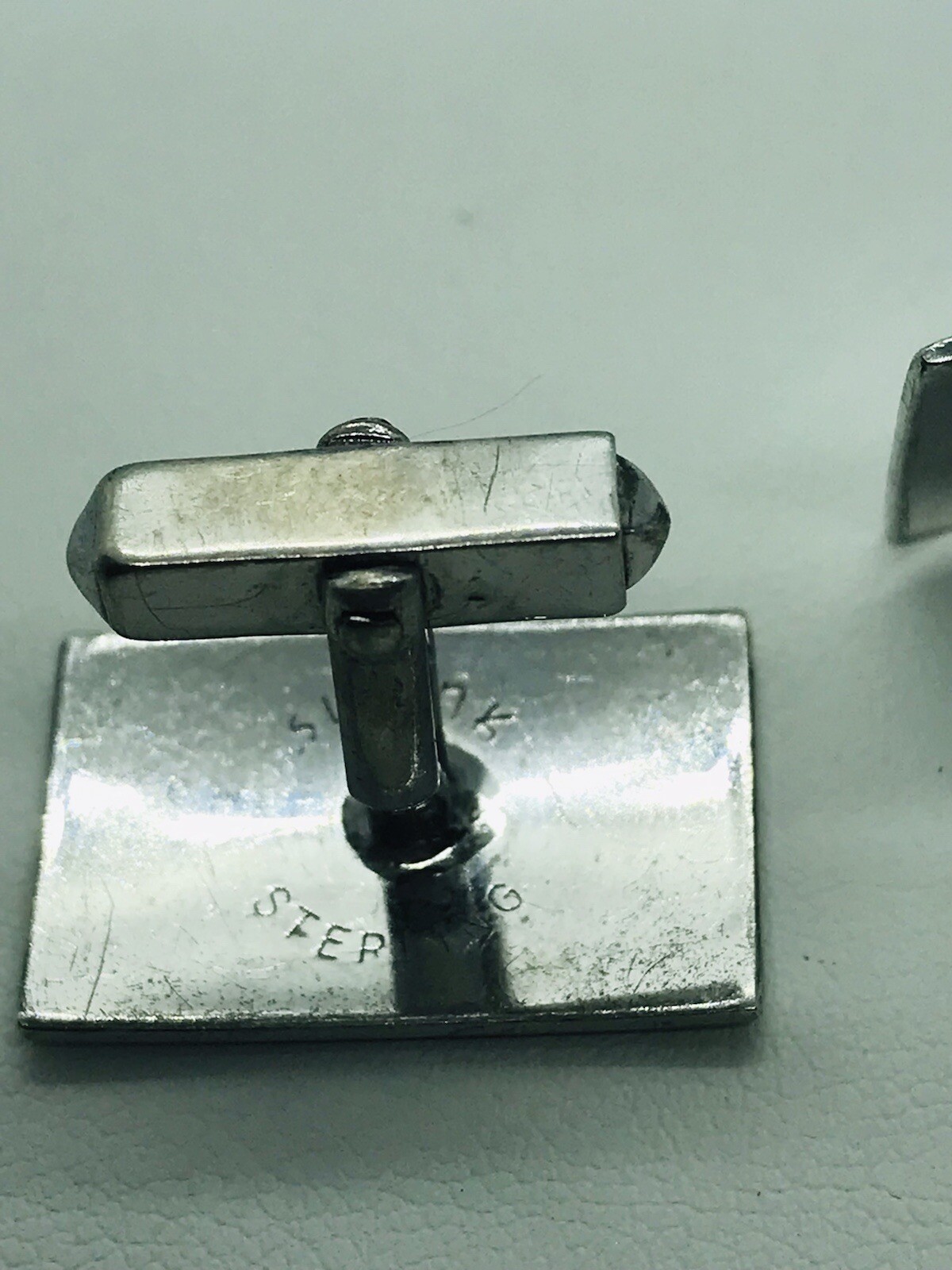 Vintage Sterling Silver Rectangular Etched Cuff L… - image 4