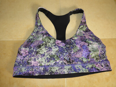 Lululemon 10 Break Free Bra Vivid Vision Purple Green Black EUC! Pretty!