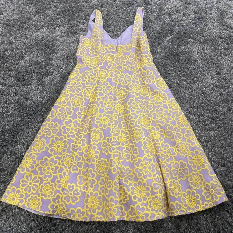 Abito Kate Spade in organza floreale giallo lilla taglia US4