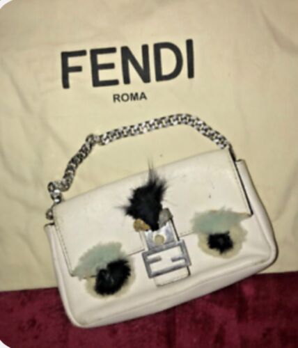Authentische Fendi Micro Monster weiße Lederbaguette gebraucht - Bild 3 von 18