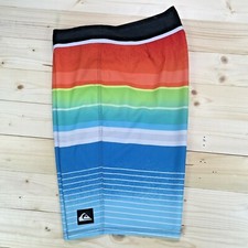 Quiksilver Everyday Stripe Boardshorts Size 32 Blue Green Orange EQYBS03243