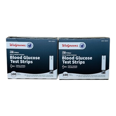 2- 100 Walgreens True Metrix Diabetic Blood Glucose Test Strips Expires 04/2026+