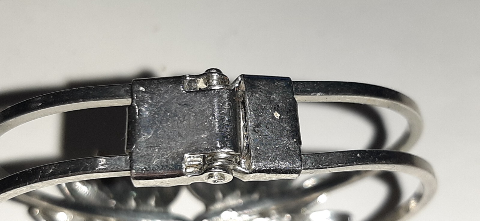 flower silvertone hinge cuff bracelet bangle - image 7