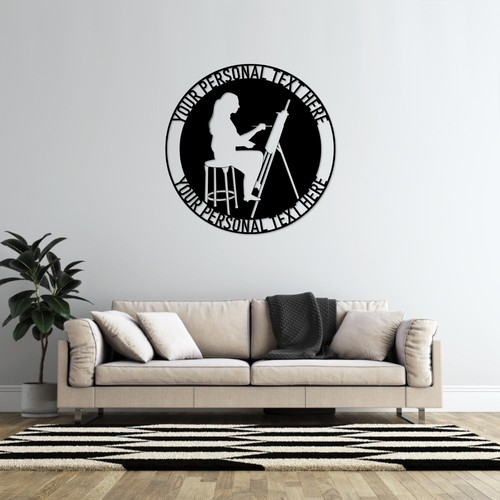 Personalized Female Painter Artist Metal Sign. Custom Drawer Wall Decor Gift - Picture 2 of 6