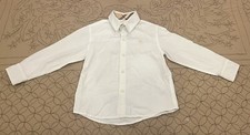 Burberry Boys Toddler Button Down Dress Shirt Solid White Plaid Cuffs Sz4Y 104cm