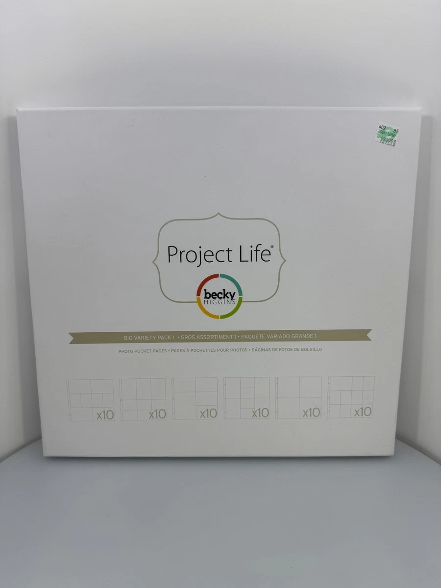 Becky Higgins Project Life 380009 Lot de 12 protège-pages pour photos Motif F Blanc