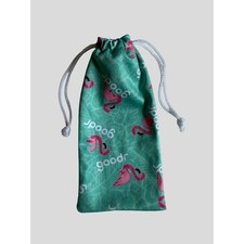 Goodr Flamingo Print Microfiber Sunglasses Pouch Teal Pink Drawstring Bag