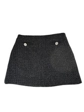 Alexia Admor Black Guilted Knit Button Lined Zip Back Mini Skirt Size Small