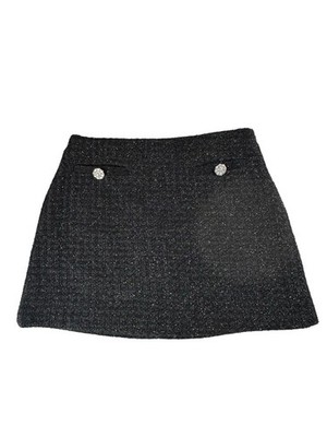 Alexia Admor Black Guilted Knit Button Lined Zip Back Mini Skirt Size Small