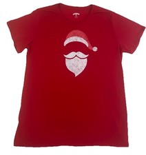 Holiday Time Boys L/G 12/14 Red Santa Graphic Tee Recycled Crew Neck Short