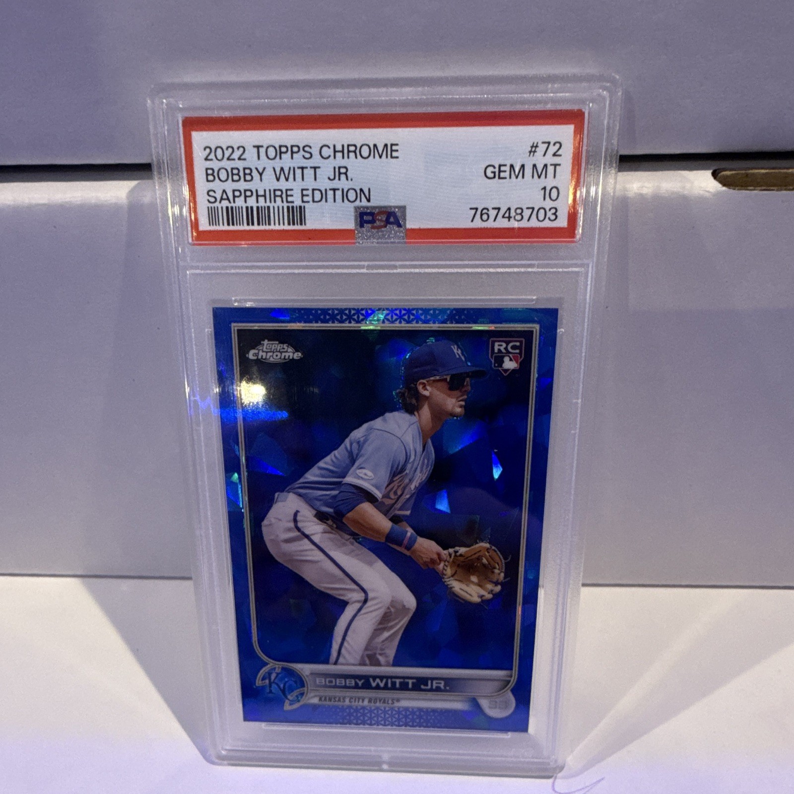 Topps 2022 Chrome Sapphire Bobby Witt Jr. Rookie Card #72 PSA 10