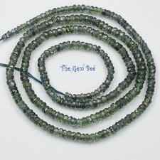 2.5mm-3.5mm Natural Earth Green Color Change Sapphire Faceted Rondelle 17.5"