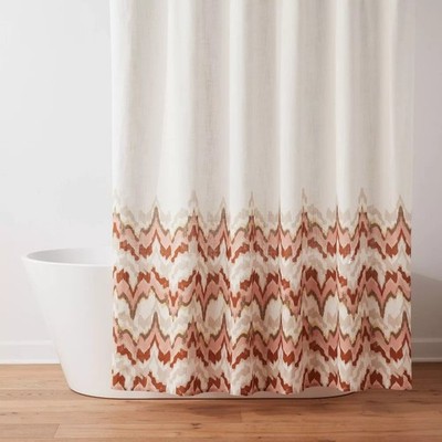 Threshold Coastal Red Shades & Cream Shower Curtain NO HOOKS INCLUDED