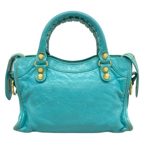 BALENCIAGA handbag The Giant Mini City leather blue green color women w23cm