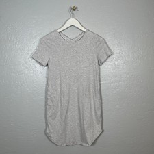 Ivivva Girls 14 Heather Gray Tunic Dress Shirt Short Sleeve Pockets Back Cutout